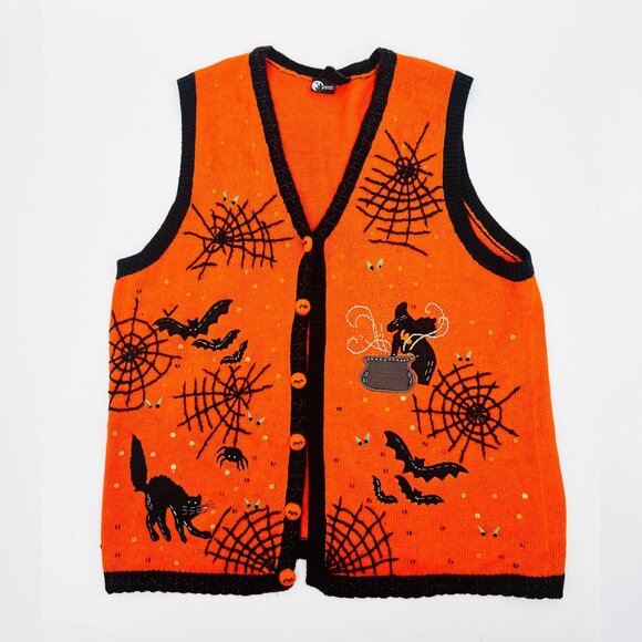 Novelty Plus Size Halloween Knit Button Up Cardigan - 1X - Picture 1 of 9